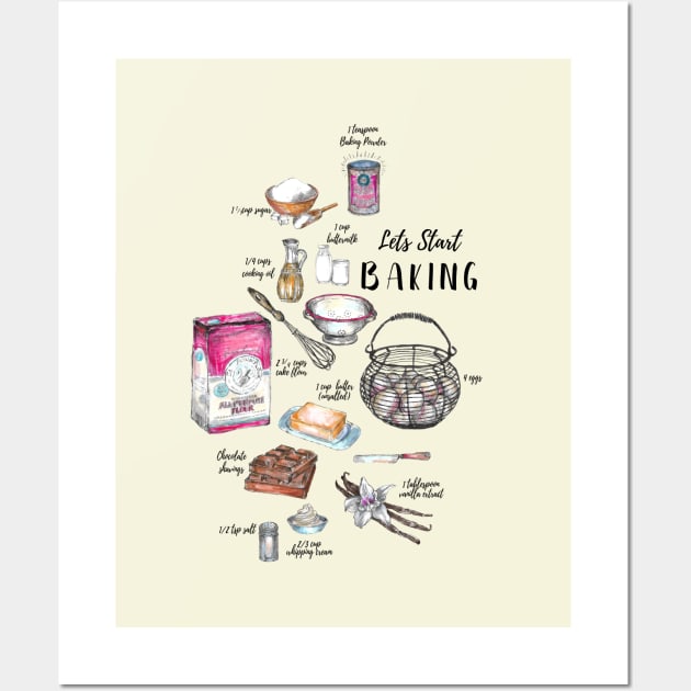 Let's Start baking - Kitchen Art. Wall Art by FanitsaArt